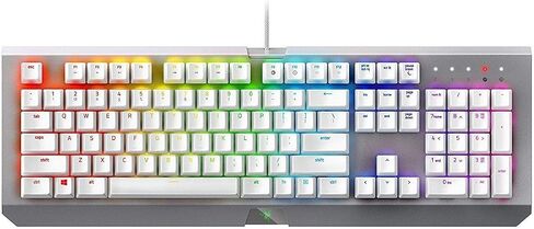 لوحة مفاتيح الألعاب الميكانيكية Razer BlackWidow X Chroma: مفاتيح مفاتيح خضراء - تعمل باللمس والنقر - إضاءة Chroma RGB - هيكل معدني من الدرجة العسكرية - أبيض زئبقي in Saudi Arabia