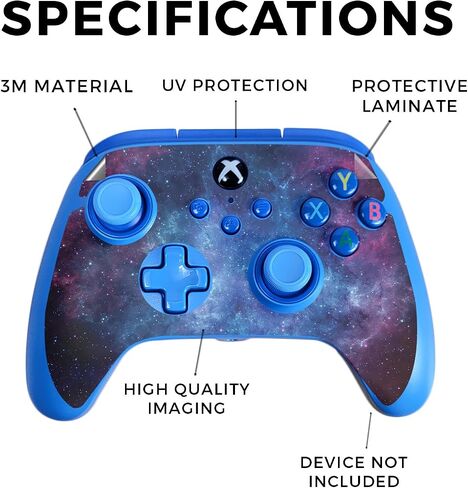Gaming Skin Compatible with PowerA Xbox Series X|S Enhanced Wired Controller - Nebula - Premium 3M Vinyl Protective Wrap Decal Cover - Easy to Apply | Crafted in The USA by MightySkins in Saudi Arabia