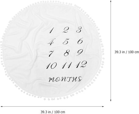 Abaodam 39 Inch Baby Monthly Blanket Floor Playmats Pom Pom Ball Thick Flannel Round Rug for Kids Baby Photography Props in Kuwait