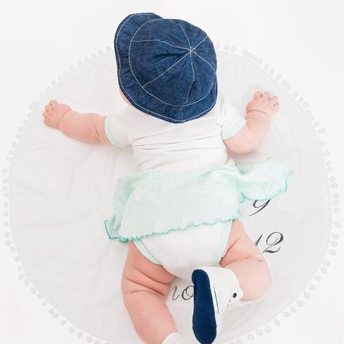 Abaodam 39 Inch Baby Monthly Blanket Floor Playmats Pom Pom Ball Thick Flannel Round Rug for Kids Baby Photography Props in Kuwait