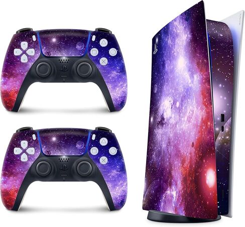 PS5 Purple Galaxy Skin for PlayStation 5 Console and 2 Controllers, Space Skin Vinyl 3M Decal Stickers Full wrap Cover (Disk Edition) (Disc Version) in Saudi Arabia