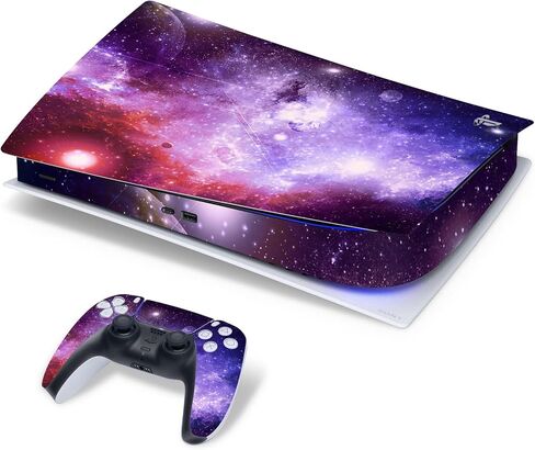 PS5 Purple Galaxy Skin for PlayStation 5 Console and 2 Controllers, Space Skin Vinyl 3M Decal Stickers Full wrap Cover (Disk Edition) (Disc Version) in Saudi Arabia