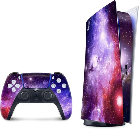 PS5 Purple Galaxy Skin for PlayStation 5 Console and 2 Controllers, Space Skin Vinyl 3M Decal Stickers Full wrap Cover (Disk Edition) (Disc Version) in Saudi Arabia