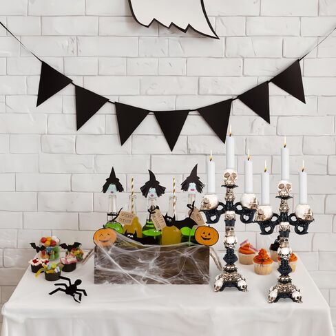 Skull Candle Holder, Spooky Desktop Tealight Skeleton 5 Head Candlestick, Resin Gothic Crafts for Halloween Easter Home Bedroom Living Room Party Graveyard Outdoor Bar Decor Supplies in Saudi Arabia