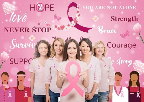 Breast Cancer Awareness Month Backdrop for Photography Hope Courage Ribbon Women Photo Backdrop Breast Cancer Awareness Activities Background (7x5FT（210x150cm）) in Saudi Arabia