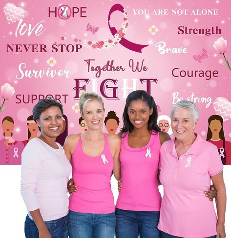 Breast Cancer Awareness Month Backdrop for Photography Hope Courage Ribbon Women Photo Backdrop Breast Cancer Awareness Activities Background (7x5FT（210x150cm）) in Saudi Arabia