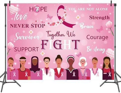 Breast Cancer Awareness Month Backdrop for Photography Hope Courage Ribbon Women Photo Backdrop Breast Cancer Awareness Activities Background (7x5FT（210x150cm）) in Saudi Arabia