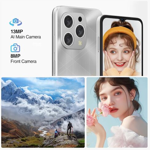 DOOGEE N55PLUS Cell Phone Android 14, Mobile Phones 20(8+12) GB+128GB, Smartphones 6.56" HD+ Dual SIM 4G/Octa-Core 12nm/Widevine L1/ Face Unlock/OTG, Black in Saudi Arabia