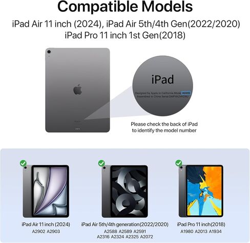 حافظة لجهاز iPad Air 11 بوصة 2024 M2، iPad Air الجيل السادس/الخامس/الرابع 2024/2022/2020، حافظة حماية مغناطيسية رفيعة قابلة للطي على شكل حرف Y مع حامل أقلام (أسود أنيق) in Saudi Arabia