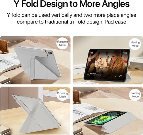 حافظة لجهاز iPad Air 11 بوصة 2024 M2، iPad Air الجيل السادس/الخامس/الرابع 2024/2022/2020، حافظة حماية مغناطيسية رفيعة قابلة للطي على شكل حرف Y مع حامل أقلام (أسود أنيق) in Saudi Arabia