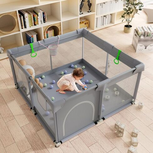 Baby Playpen, 50"×50" Baby Play Pens for Babies and Toddlers, Sturdy Safety Baby Playard with Anti Slip Suction Cups in Saudi Arabia
