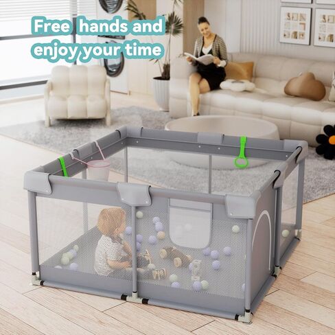 Baby Playpen, 50"×50" Baby Play Pens for Babies and Toddlers, Sturdy Safety Baby Playard with Anti Slip Suction Cups in Saudi Arabia