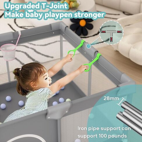 Baby Playpen, 50"×50" Baby Play Pens for Babies and Toddlers, Sturdy Safety Baby Playard with Anti Slip Suction Cups in Saudi Arabia