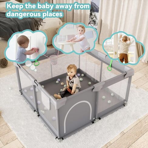 Baby Playpen, 50"×50" Baby Play Pens for Babies and Toddlers, Sturdy Safety Baby Playard with Anti Slip Suction Cups in Saudi Arabia