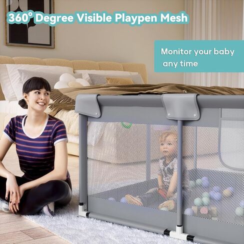 Baby Playpen, 50"×50" Baby Play Pens for Babies and Toddlers, Sturdy Safety Baby Playard with Anti Slip Suction Cups in Saudi Arabia