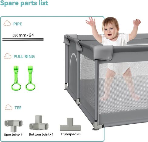 Baby Playpen, 50"×50" Baby Play Pens for Babies and Toddlers, Sturdy Safety Baby Playard with Anti Slip Suction Cups in Saudi Arabia