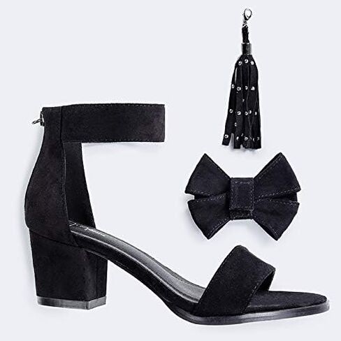 J. Adams April Heels for Women - Ankle Strap Low Heel Sandals with Removeable Bow & Tassel in Saudi Arabia