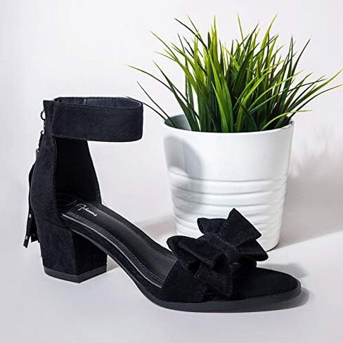 J. Adams April Heels for Women - Ankle Strap Low Heel Sandals with Removeable Bow & Tassel in Saudi Arabia
