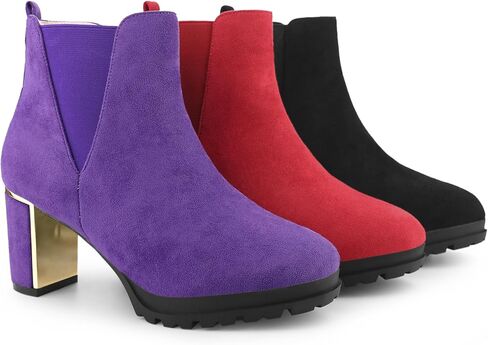 Perphy Platform Chelsea Boot Round Toe Chunky Heels Ankle Boots for Women in Saudi Arabia