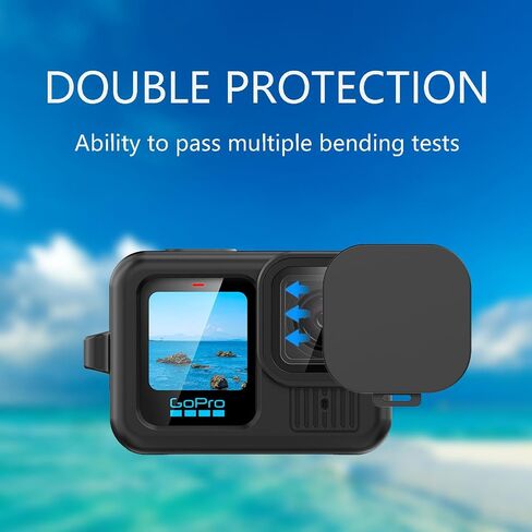 حافظة من السيليكون لهاتف Go Pro Hero 13 باللون الأسود، غطاء حماية ناعم من مطاط السيليكون مع غطاء العدسة وغطاء الحبل ومجموعة ملحقات لكاميرا الحركة السوداء Hero 13 (أسود) in Saudi Arabia