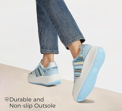 LUCKY STEP Women's Platform Sneakers Retro Braided Fashion Casual Chunky Shoes Breathable Durable Non Slip Walking Footwear in Saudi Arabia
