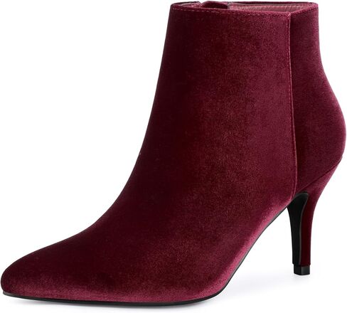 Allegra K Women's Velvet Pointy Toe Zipper Stiletto Heels Ankle Boots in Saudi Arabia