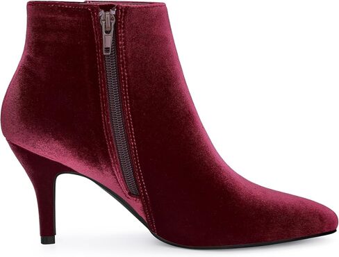 Allegra K Women's Velvet Pointy Toe Zipper Stiletto Heels Ankle Boots in Saudi Arabia