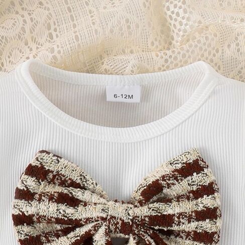 Toddler Girls Spring Autumn 2Pcs Skirt Outfits Long Sleeve Ruffle Ribbed Solid Color Tops A-line Plaid Skirt Sets in Kuwait