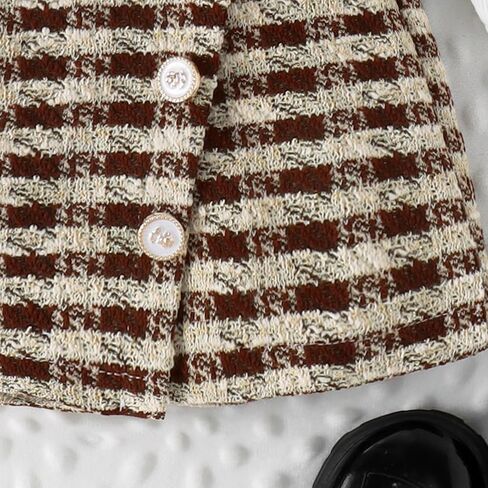 Toddler Girls Spring Autumn 2Pcs Skirt Outfits Long Sleeve Ruffle Ribbed Solid Color Tops A-line Plaid Skirt Sets in Kuwait