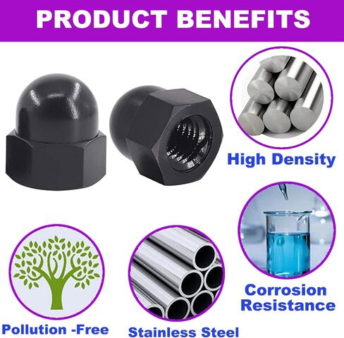 License Plate Retainer Nuts/Screws Compatible with Volvo XC90/ S60/ S40/ S90/ V60/ V90 (Screws onto Existing Stud) - Tall Dome/Acorn Head with Flange Stainless Steel Cap - 4 PCS in Saudi Arabia