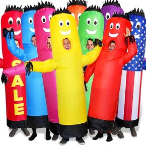 LookOurWay Air Dancers Inflatable Tube Man Costume - Wacky Waving Inflatable Tube Guy Blow Up Halloween Costume - Adult Size - Blue