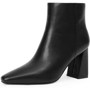 Modatope Ankle Boots for Women Pointed Toe Chunky High Heel Short Booties with Side Zipper Fall Winter Boots