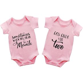 Baby Twins Bodysuits Sometimes When You Pray For A Miracle Unisex Baby Clothes Toddler Outfits Twin Romper