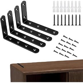 Furniture Anchors Anti-Tip Furniture Wall Anchor Kit for Baby Pet Proofing,Furniture Dresser Bookshelf Falling Prevention Device for Children (Black-4Pack, 5" x 3")