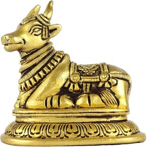 ASHIRWAD Nandi Brass Idol Statue Sculpture Murti God of Yoga Shiva Vahan Bull (Nandi-04) in Kuwait