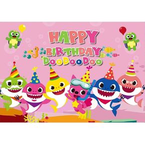 TUHI Baby Shark Backdrop, Baby Shark Party Supplies, Baby Shark Birthday Decorations Blue Cartoon Whale Ocean Photo Background (Blue, 5 Ft X3 Ft)