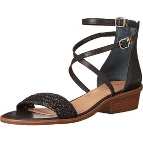 Lucky Brand Women's Skippir Ankle Strap Sandal Heeled, Black, 10