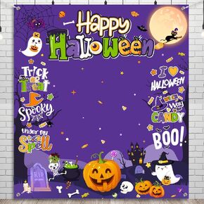 Halloween Photo Backdrop, Large Purple Trick or Treat Halloween Banner for Halloween Photo Booth Props, Cute Halloween Party Photo Backdrop for Photography Halloween Backdrop for Home Office