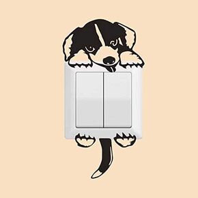 2pcs Light Switch Decals an Adorable Little Black Dog Pet Animal Pattern Wall Door Sticker Decor Art Mural Baby Nursery Room