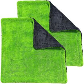 3 Pack Car Drying Towel Kit, Large Microfiber Towels for Cars, High Absorbent Edgeless Car Wash Drying Towels and Quick Dry Lint Free Thin Waffle Towels for Car Truck SUV, Green