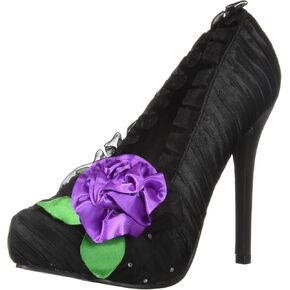 Ellie Shoes 5" Satin Pump with Flower and Rhinestone Decor. Women