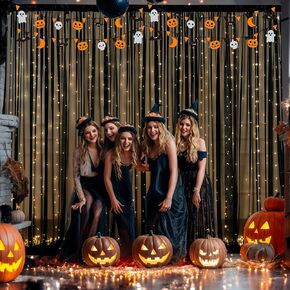 10x10ft Ivory Chiffon Backdrop Curtain with Twinkle Lights for Wedding Parties Baby Shower, Tulle Backdrop Curtains for Birthday Party Photo Shoot Decorations (5×10ft, 2 Panels)