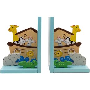 Noah's Ark Bookends | Christian Home Décor for Child's Play Room or Nursery | Great Catholic Gift for Baptism, First Holy Communion | Organization for Books