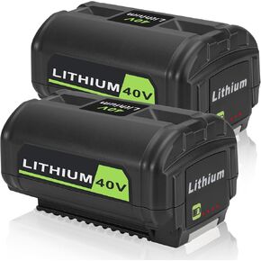 JYJZPB 6.0Ah Replacement for Ryobi 40V Battery Compatible for Ryobi 40 Volt Battery OP4015 OP4040 OP40201 OP4050A OP4030 OP40401 OP4060 Cordless Power Tool 40V Battery Charger with LED Indicator 2PACK