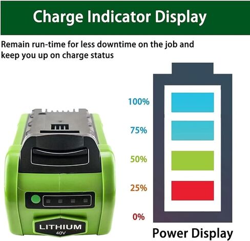 Replacement Battery and Charger for Greenworks 40V Battery 29472 29462 29252 20202 22262 25312 21242 Lithium Battery Compatible with GreenWorks G-MAX Battery 40 Volt Cordless Chainsaw Power Tools in Kuwait