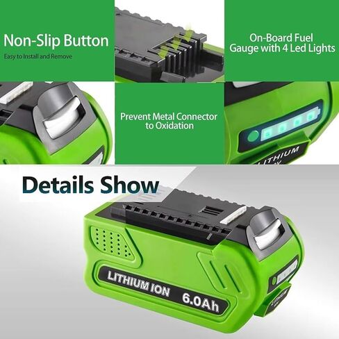 Replacement Battery and Charger for Greenworks 40V Battery 29472 29462 29252 20202 22262 25312 21242 Lithium Battery Compatible with GreenWorks G-MAX Battery 40 Volt Cordless Chainsaw Power Tools in Kuwait