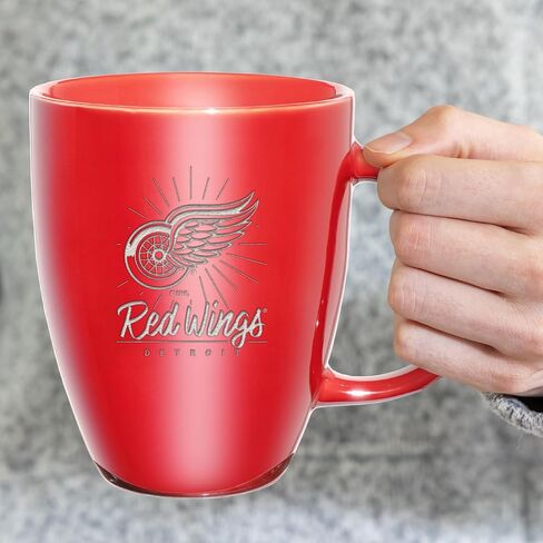 Rico Industries NHL Hockey New Jersey Devils Red Electroplated 18oz Laser Engraved Ceramic Lustre Mug in Saudi Arabia