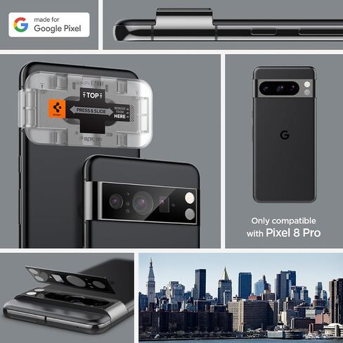 Spigen Camera Lens Screen Protector [GlasTR EZ Fit Optik] Designed for Pixel 8 Pro [Case Friendly] - Black [2 Pack] in Saudi Arabia