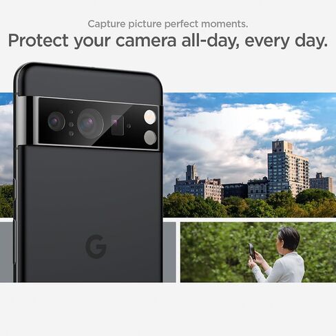 Spigen Camera Lens Screen Protector [GlasTR EZ Fit Optik] Designed for Pixel 8 Pro [Case Friendly] - Black [2 Pack] in Saudi Arabia