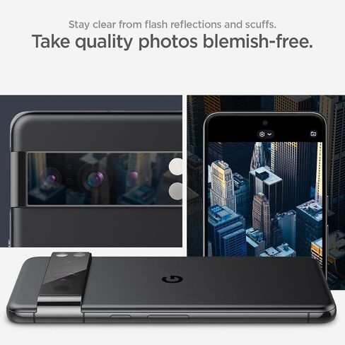 Spigen Camera Lens Screen Protector [GlasTR EZ Fit Optik] Designed for Pixel 8 Pro [Case Friendly] - Black [2 Pack] in Saudi Arabia
